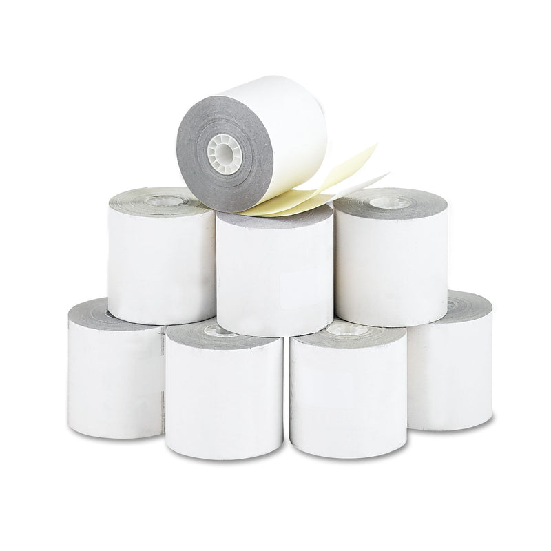 Iconex Impact Printing Carbonless Paper Rolls, 2.25" x 70 ft, White/Canary, 10/Pack