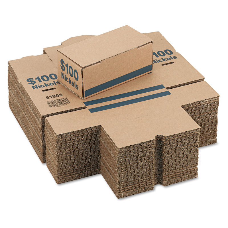 Iconex Corrugated Cardboard Coin Storage and Shipping Boxes, Denomination Printed On Side, 9.38 x 4.63 x 3.69, Blue