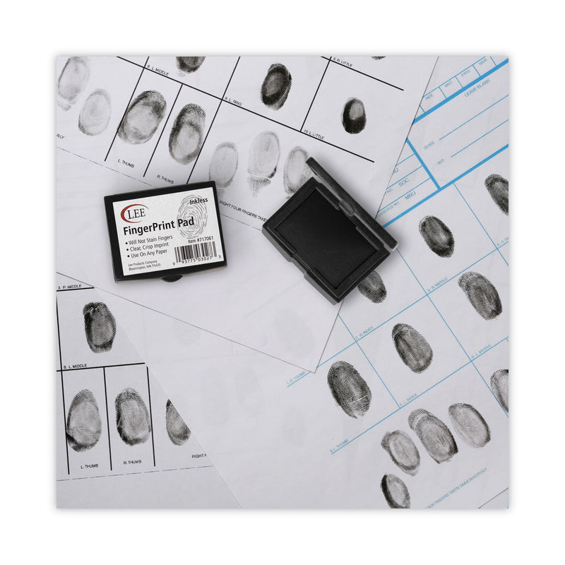 LEE Inkless Fingerprint Pad, 2.25" x 175", Black, 12/Pack
