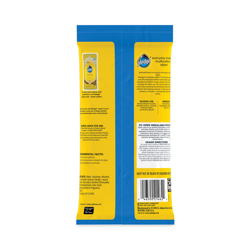 Pledge Multi-Surface Cleaner Wet Wipes, Cloth, 7 x 10, Fresh Citrus, 25 Wipes