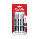 Sharpie S-Gel Premium Metal Barrel Gel Pen, Retractable, Medium 0.7 mm, Black Ink, Blue Barrel, 4/Pack