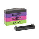 Trodat Interlocking Stack Stamp, APPROVED, ENTERED, PAID, 1.81" x 0.63", Assorted Fluorescent Ink