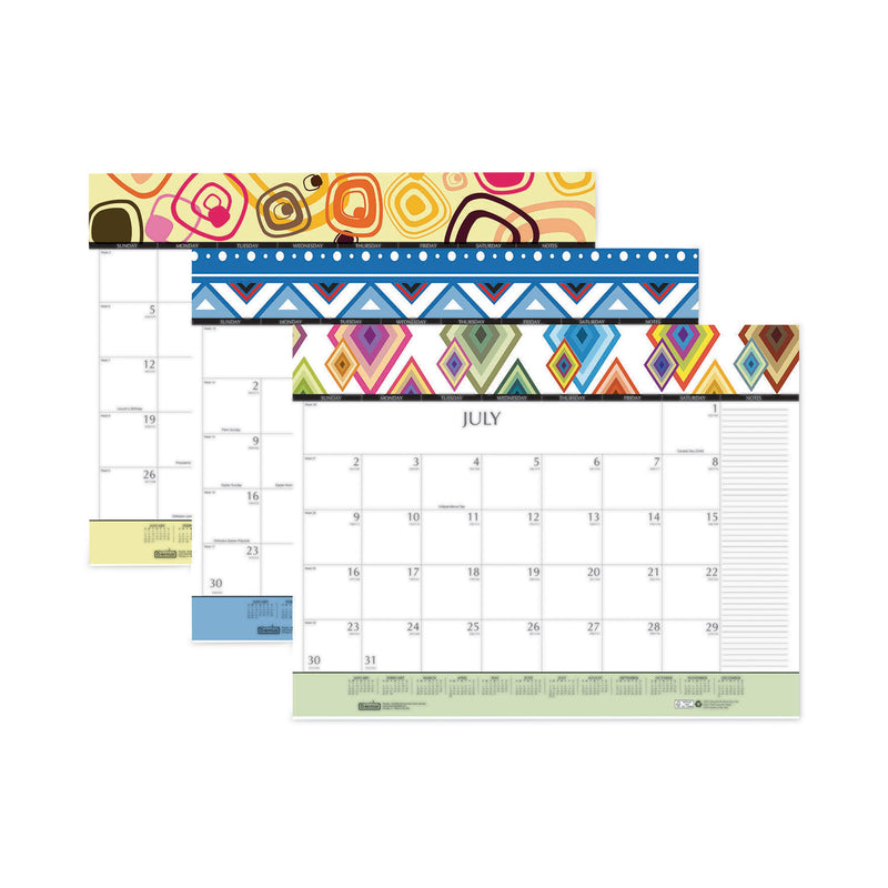 House of Doolittle Recycled Desk Pad Calendar, Geometric Artwork, 22 x 17, White Sheets, Black Binding/Corners,12-Month (Jan to Dec): 2023