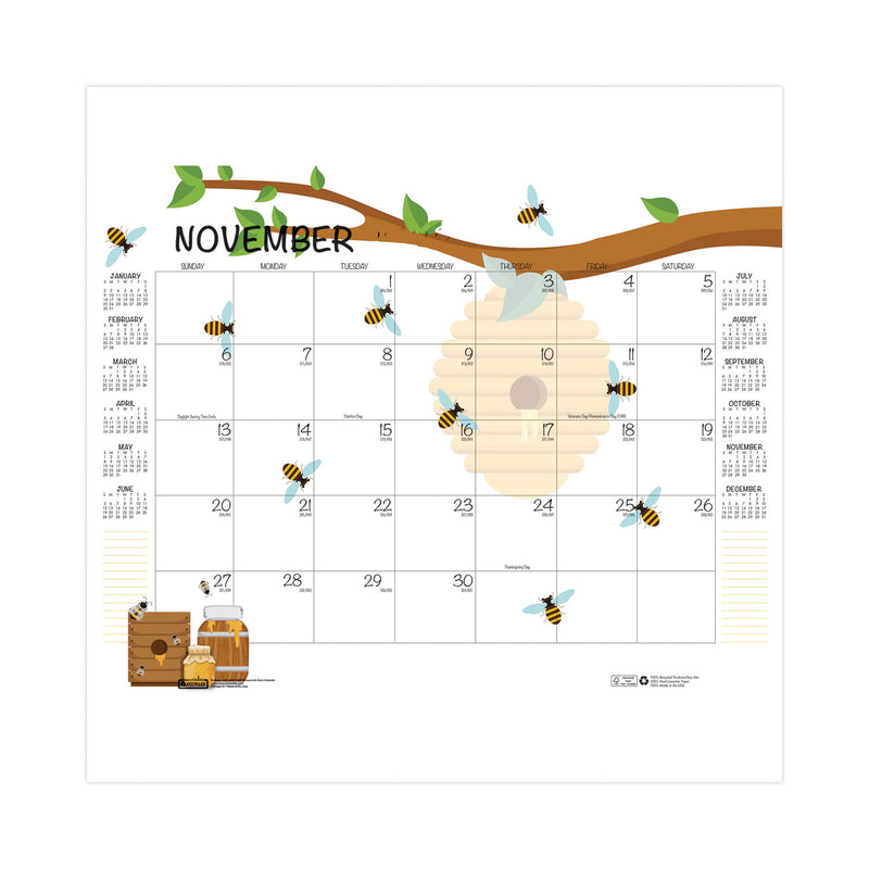 House of Doolittle Recycled Honeycomb Desk Pad Calendar, 22 x 17, White/Multicolor Sheets, Brown Corners, 12-Month (Aug to July): 2023