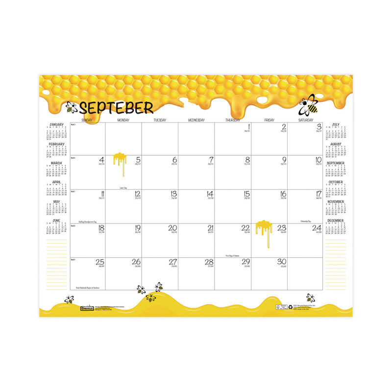 House of Doolittle Recycled Honeycomb Desk Pad Calendar, 22 x 17, White/Multicolor Sheets, Brown Corners, 12-Month (Aug to July): 2023