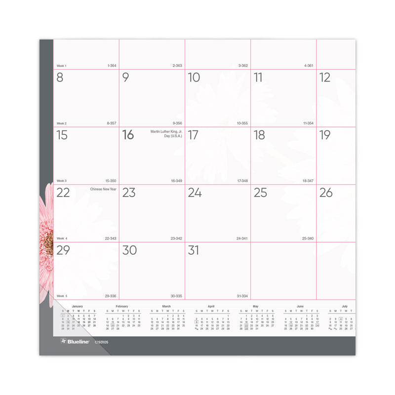 Brownline Monthly Desk Pad Calendar, 22 x 17, Pink/White Sheets, Clear Binding, Clear Corners, 12-Month (Jan to Dec): 2023