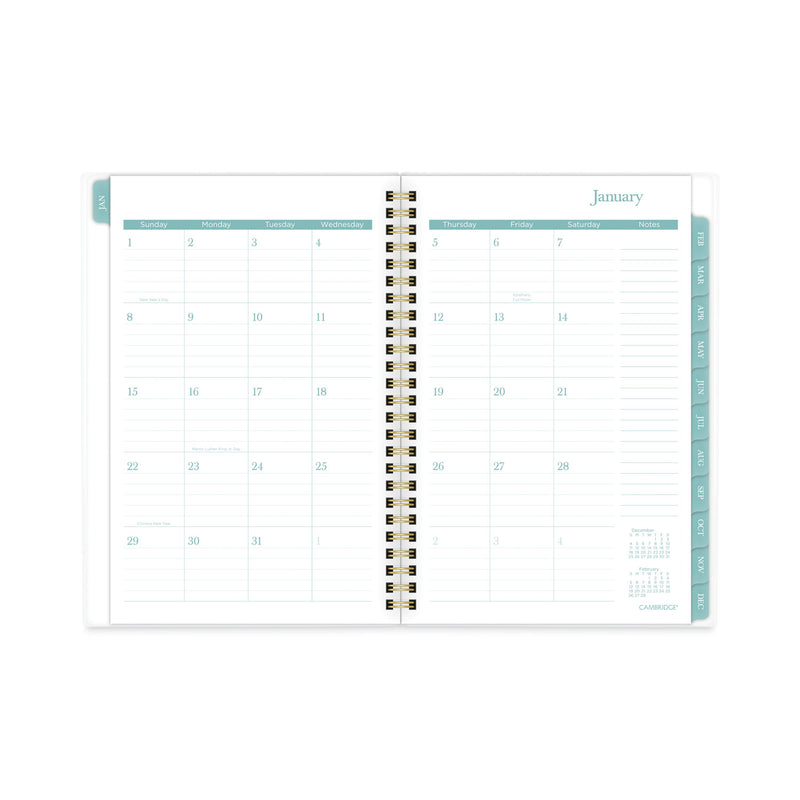Cambridge Bali Weekly/Monthly Planner, Bali Leaf Artwork, 8.5 x 5.5, Green/White Cover, 12-Month (Jan to Dec): 2023