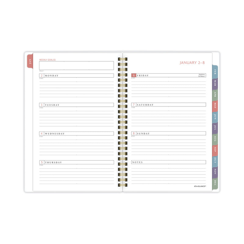 AT-A-GLANCE Badge Floral Weekly/Monthly Planner, Badge Floral Artwork, 8.5x5.5, Blue/Green/Pink Cover, 13-Month(Jan to Jan): 2023 to 2024