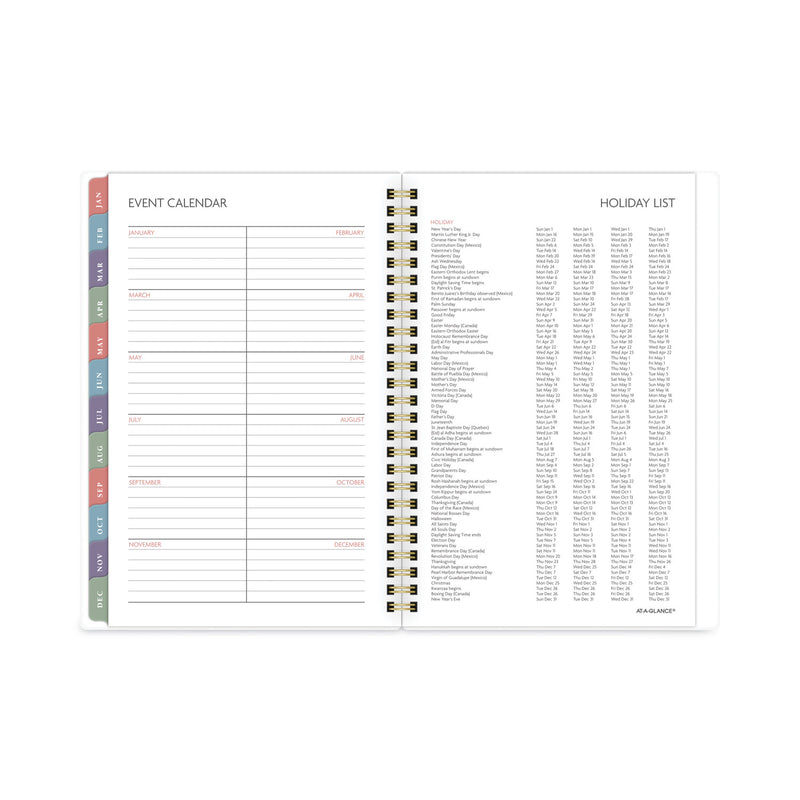 AT-A-GLANCE Badge Floral Weekly/Monthly Planner, Badge Floral Artwork, 8.5x5.5, Blue/Green/Pink Cover, 13-Month(Jan to Jan): 2023 to 2024