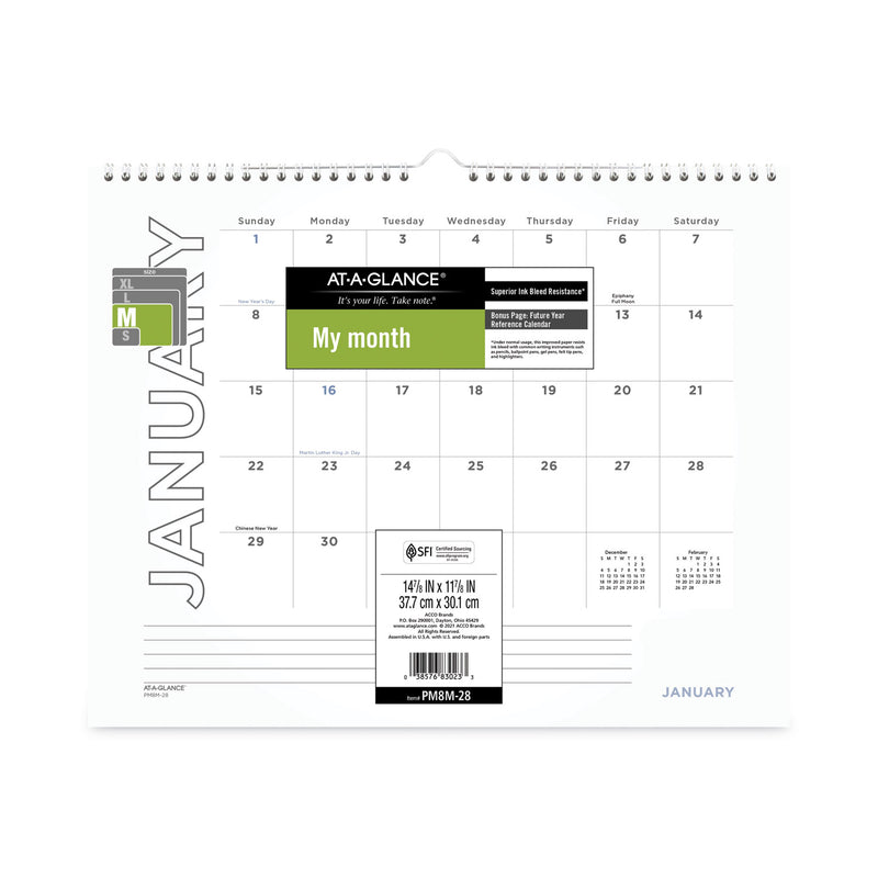AT-A-GLANCE Modern Core Wall Calendar, Modern Artwork, 15 x 12, White/Black Sheets, 12-Month (Jan to Dec): 2023