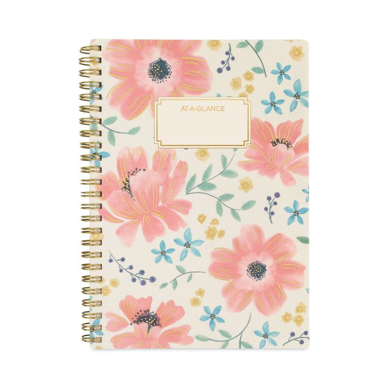 AT-A-GLANCE Badge Floral Weekly/Monthly Planner, Badge Floral Artwork, 8.5x5.5, Blue/Green/Pink Cover, 13-Month(Jan to Jan): 2023 to 2024