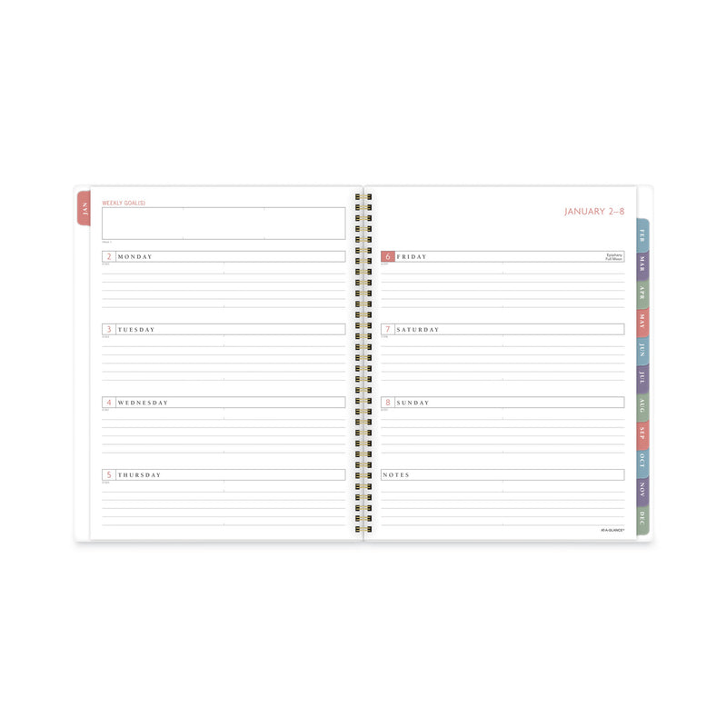 AT-A-GLANCE Badge Floral Weekly/Monthly Planner, Badge Floral Artwork, 11x8.5, Blue/Green/Pink Cover, 13-Month(Jan to Jan): 2023 to 2024