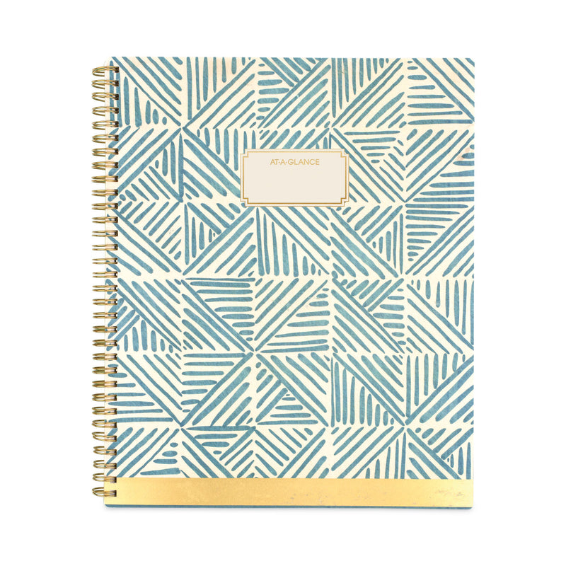 AT-A-GLANCE Badge Hand Drawn Geo Weekly/Monthly Planner, Badge Geo Artwork, 11x8.5, Blue/White Cover, 13-Month(Jan to Jan): 2023 to 2024