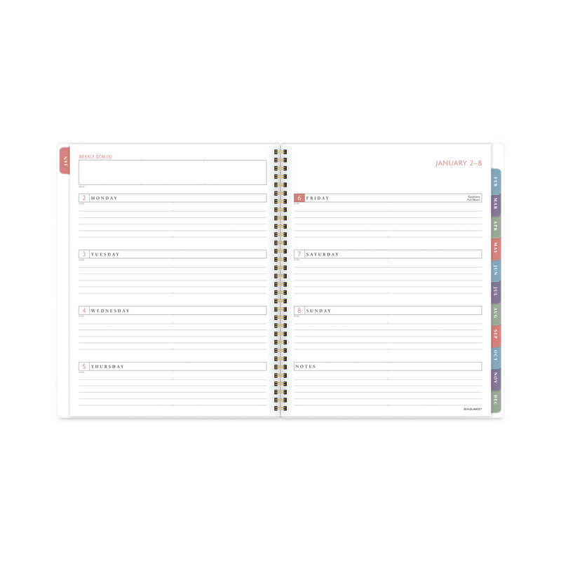 AT-A-GLANCE Badge Hand Drawn Geo Weekly/Monthly Planner, Badge Geo Artwork, 11x8.5, Blue/White Cover, 13-Month(Jan to Jan): 2023 to 2024