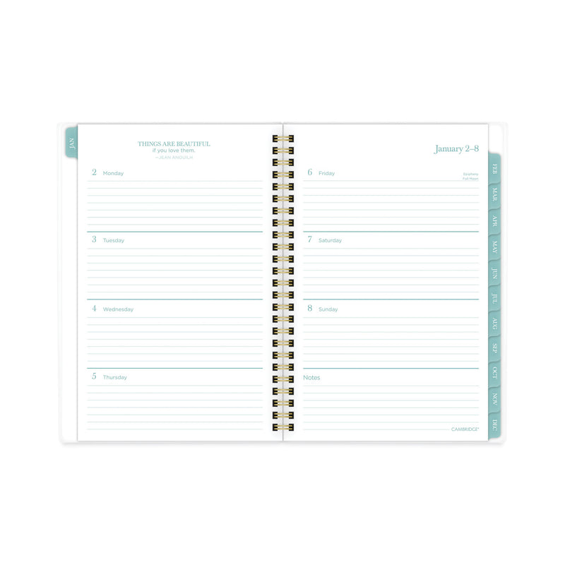 Cambridge Bali Weekly/Monthly Planner, Bali Leaf Artwork, 8.5 x 5.5, Green/White Cover, 12-Month (Jan to Dec): 2023