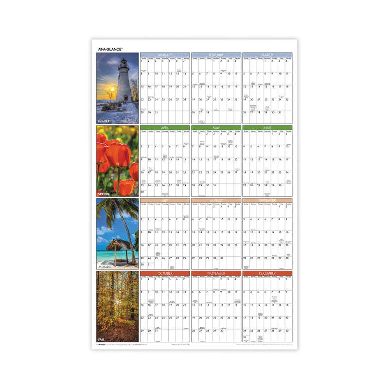AT-A-GLANCE Vertical/Horizontal Erasable Wall Planner, Seasons in Bloom Photos, 24 x 36, White/Multicolor Sheets, 12-Month(Jan-Dec): 2023