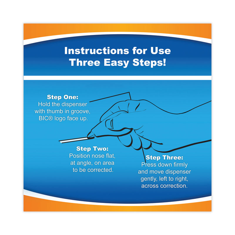 BIC Wite-Out EZ Correct Correction Tape Value Pack, Non-Refillable, Blue/Orange Applicators, 0.17" x 472", 10/Box