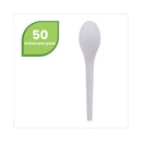 Eco-Products Plantware Compostable Cutlery, Spoon, 6", Pearl White, 50/Pack, 20 Pack/Carton