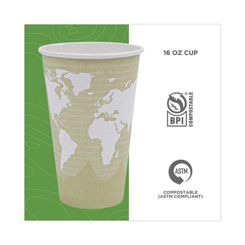 Eco-Products World Art Renewable and Compostable Hot Cups, 16 oz, Moss, 50/Pack