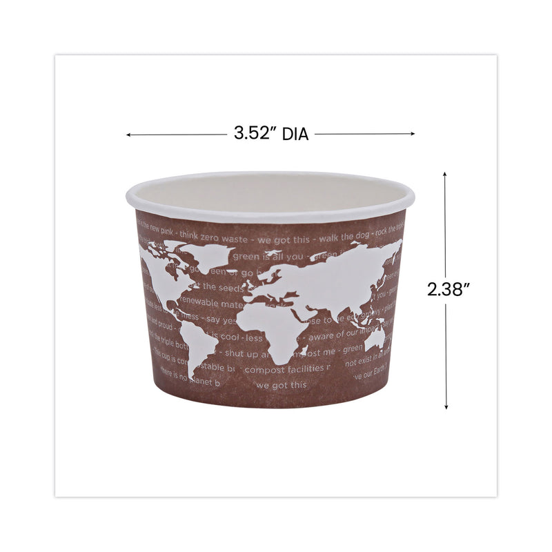 Eco-Products World Art Renewable and Compostable Food Container, 8 oz, 3.04 Diameter x 2.3 h, Brown, Paper, 50/Pack, 20 Packs/Carton