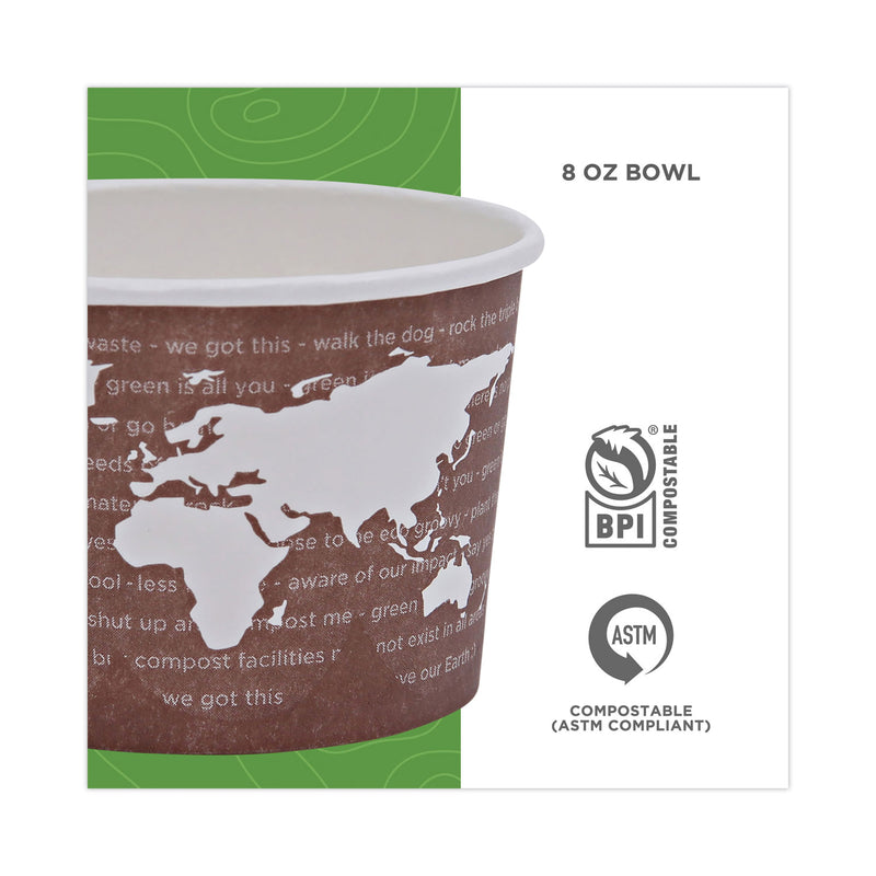 Eco-Products World Art Renewable and Compostable Food Container, 8 oz, 3.04 Diameter x 2.3 h, Brown, Paper, 50/Pack, 20 Packs/Carton
