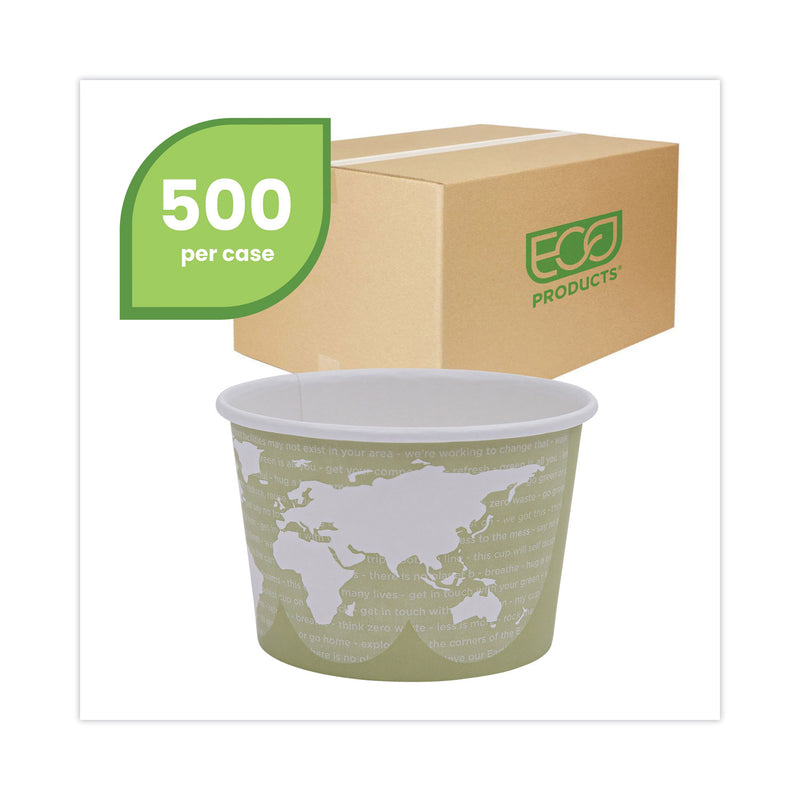 Eco-Products World Art Renewable and Compostable Food Container, 16 oz, 4.05 Diameter x 3 h, Seafoam, Paper, 25/Pack, 20 Packs/Carton