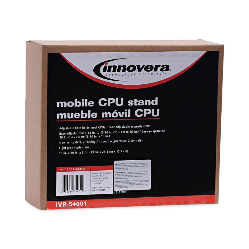 Innovera Mobile CPU Stand, 8.75w x 10d x 5h, Light Gray