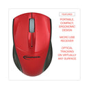 Innovera Mini Wireless Optical Mouse, 2.4 GHz Frequency/30 ft Wireless Range, Left/Right Hand Use, Red/Black
