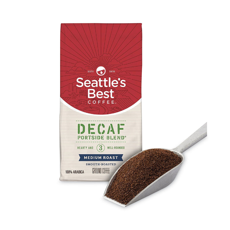 Seattle's Best Port Side Blend Ground Coffee, Decaffeinated Medium Roast, 12 oz Bag, 6/Carton