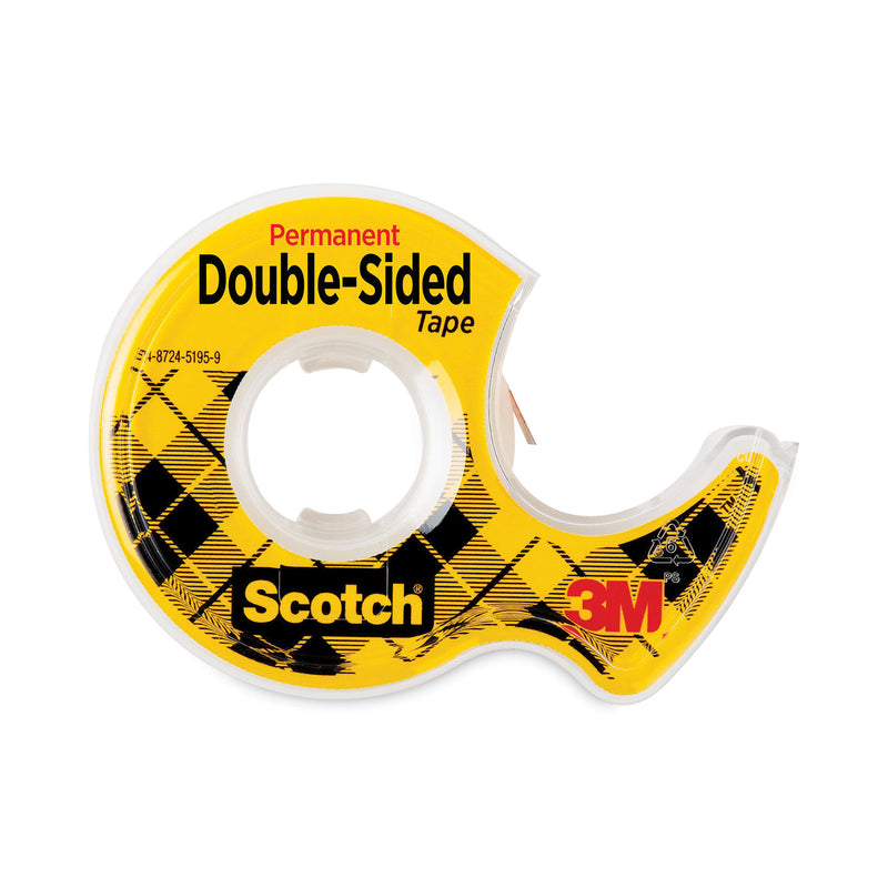 Scotch Double-Sided Permanent Tape in Handheld Dispenser, 1" Core, 0.5" x 37.5 ft, Clear