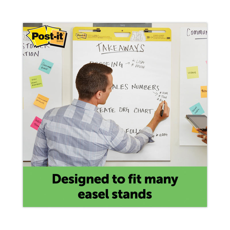 Post-it Vertical-Orientation Self-Stick Easel Pad Value Pack, Green Headband, Unruled, 25 x 30, White, 30 Sheets, 6/Carton