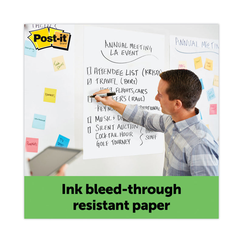 Post-it Vertical-Orientation Self-Stick Easel Pad Value Pack, Green Headband, Unruled, 25 x 30, White, 30 Sheets, 6/Carton