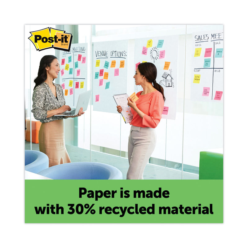 Post-it Vertical-Orientation Self-Stick Easel Pad Value Pack, Green Headband, Unruled, 25 x 30, White, 30 Sheets, 6/Carton