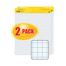 Post-it Vertical-Orientation Self-Stick Easel Pads, Quadrille Rule (1 sq/in), 25 x 30, White, 30 Sheets, 2/Carton