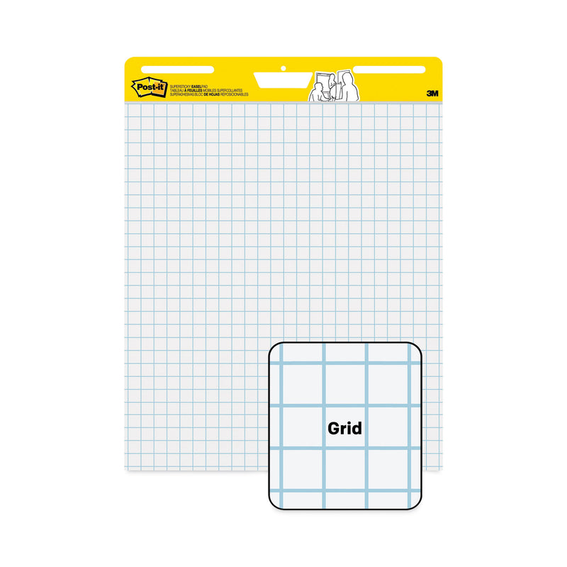 Post-it Vertical-Orientation Self-Stick Easel Pads, Quadrille Rule (1 sq/in), 25 x 30, White, 30 Sheets, 2/Carton