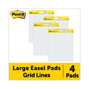 Post-it Vertical-Orientation Self-Stick Easel Pad Value Pack, Quadrille Rule (1 sq/in), 25 x 30, White, 30 Sheets, 4/Carton