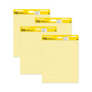 Post-it Vertical-Orientation Self-Stick Easel Pad Value Pack, Presentation Format (1.5" Rule), 25 x 30, Yellow, 30 Sheets, 4/Carton