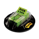 Post-it Page Flags in Dispenser, "Sign and Date", Bright Green, 200 Flags/Dispenser