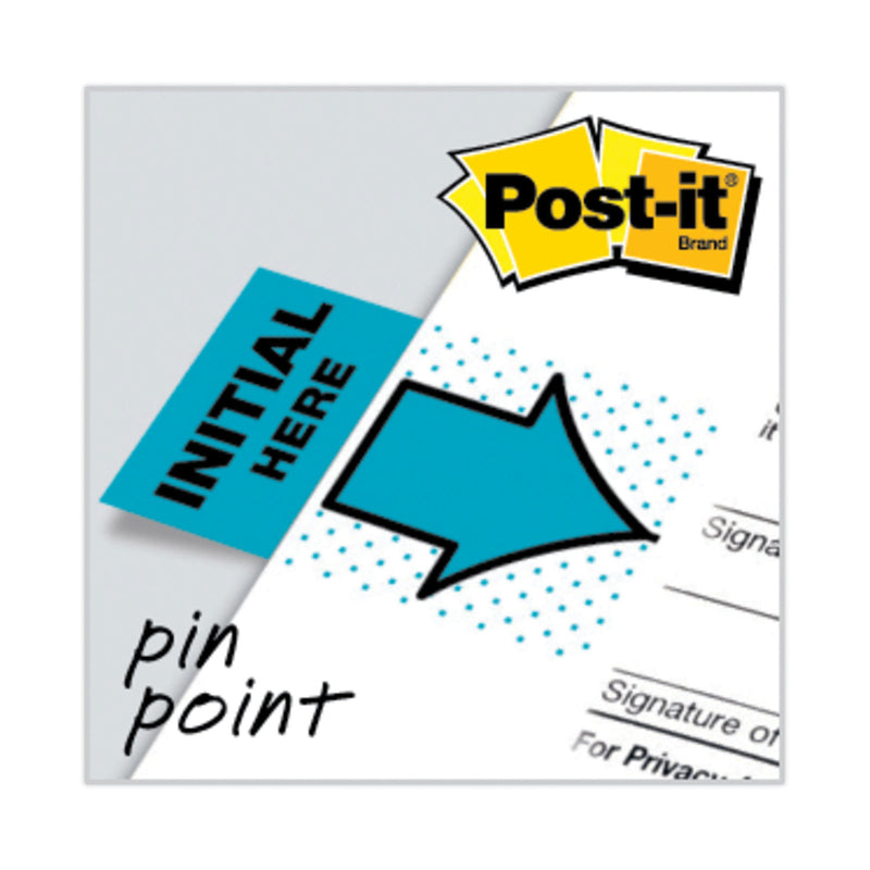 Post-it Arrow Message 1" Page Flags, "Initial Here", Blue, 50 Flags Dispensers/2 Dispensers/Pack