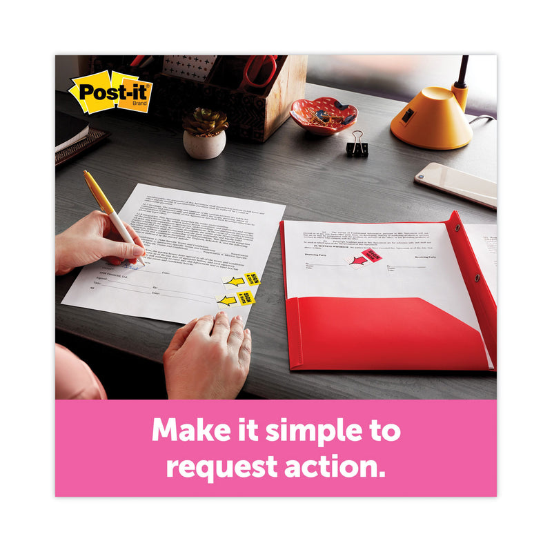 Post-it Arrow Message 1" Page Flags,  200 "Sign Here", 48 Arrow, Four Colors, 248/Pack
