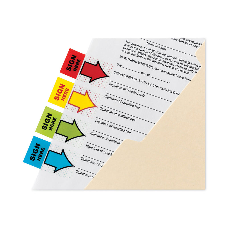 Post-it Arrow Message 1" Page Flags,  200 "Sign Here", 48 Arrow, Four Colors, 248/Pack