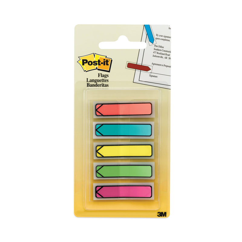 Post-it Arrow 0.5" Page Flags, Five Assorted Bright Colors, 20/Color, 100/Pack