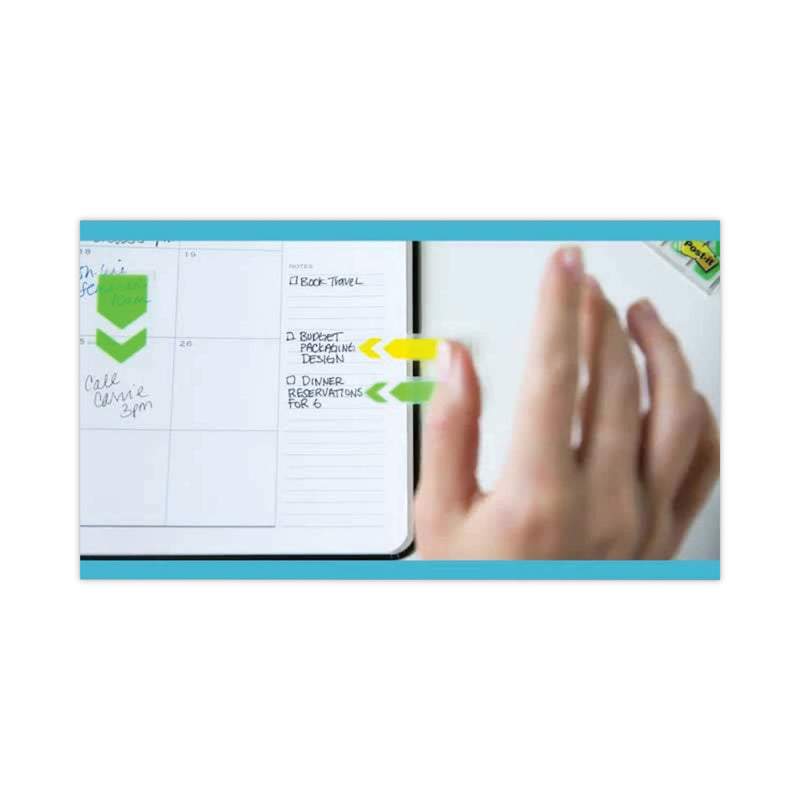 Post-it Arrow Message 0.5" Page Flags, Sign and Date, 4 Primary Colors, 20 Flags/Dispenser, 4 Dispensers/Pack