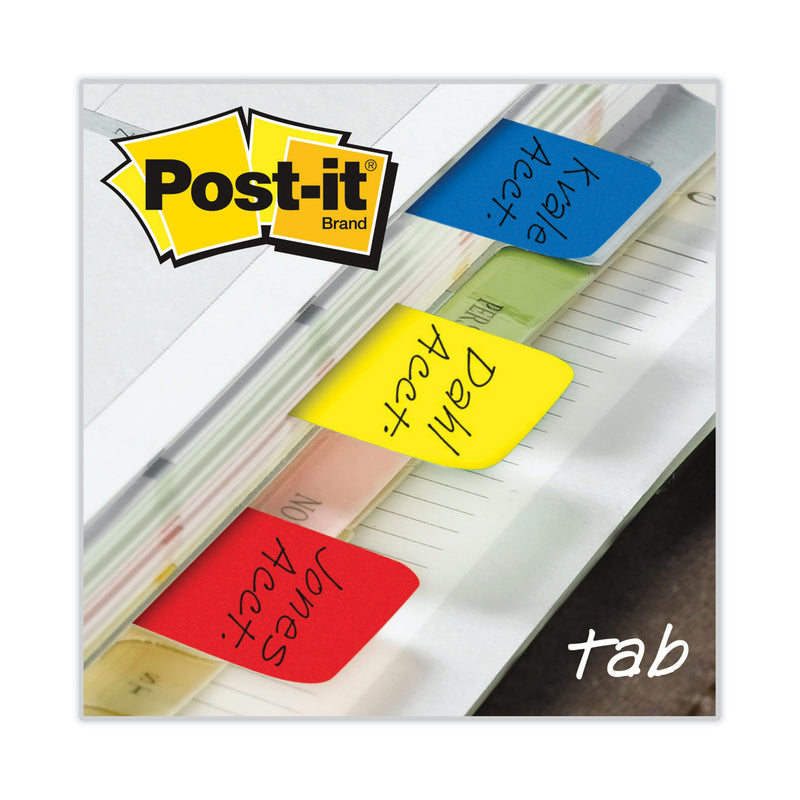 Post-it 1" Plain Solid Color Tabs, 1/5-Cut, Assorted Primary Colors, 1" Wide, 66/Pack