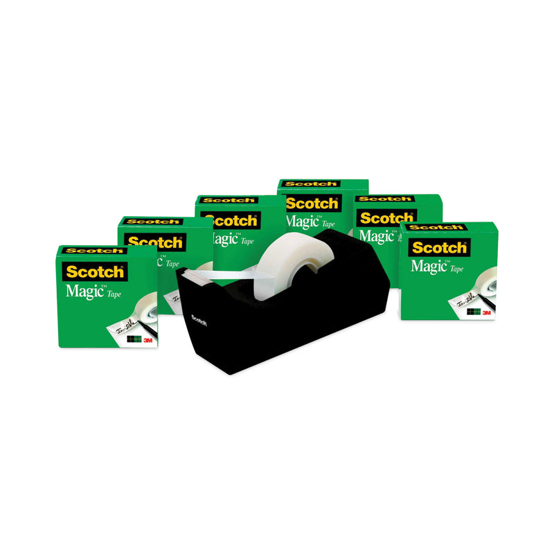 Scotch Magic Tape Desktop Dispenser Value Pack, 1" Core, 0.75" x 83.33 ft, Clear, 6/Pack
