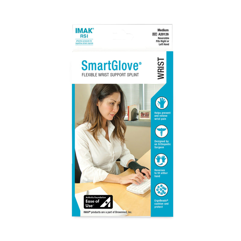 IMAK SmartGlove Wrist Wrap, Medium, Fits Hands Up to 3.75" Wide, Black