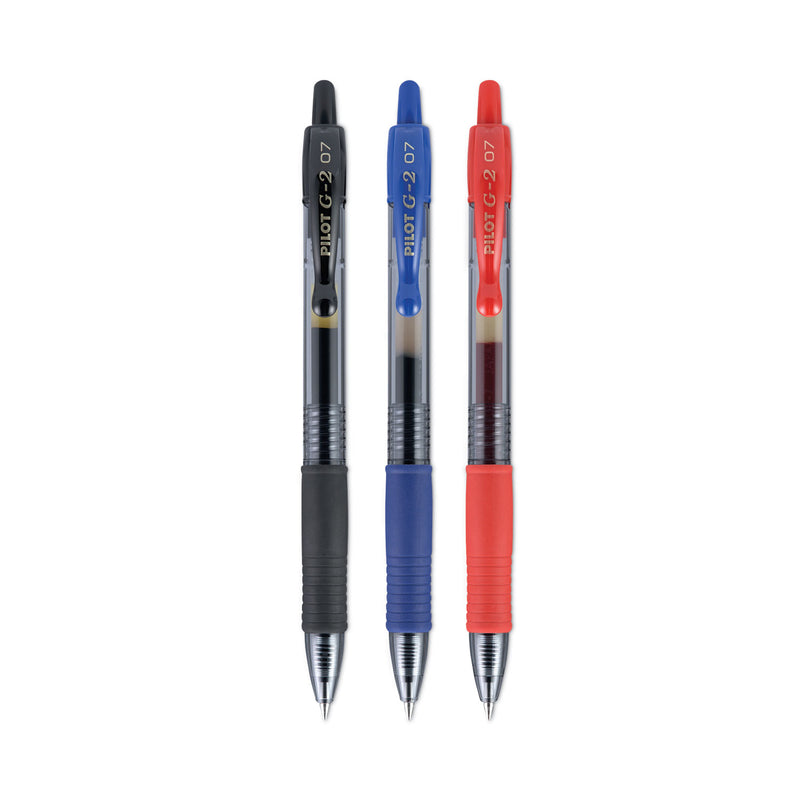Pilot G2 Premium Gel Pen, Retractable, Fine 0.7 mm, Assorted Ink Colors, Smoke Barrel, 3/Pack