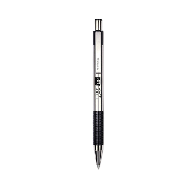 Zebra F-301 Ballpoint Pen, Retractable, Fine 0.7 mm, Assorted Ink and Barrel Colors, 9/Pack