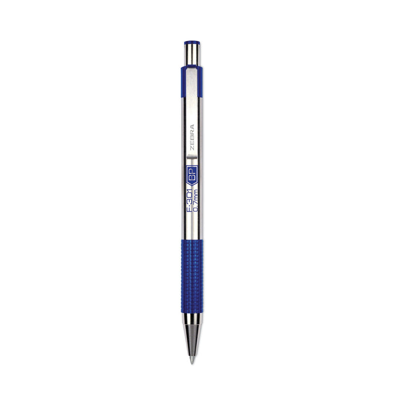 Zebra F-301 Ballpoint Pen, Retractable, Fine 0.7 mm, Assorted Ink and Barrel Colors, 9/Pack