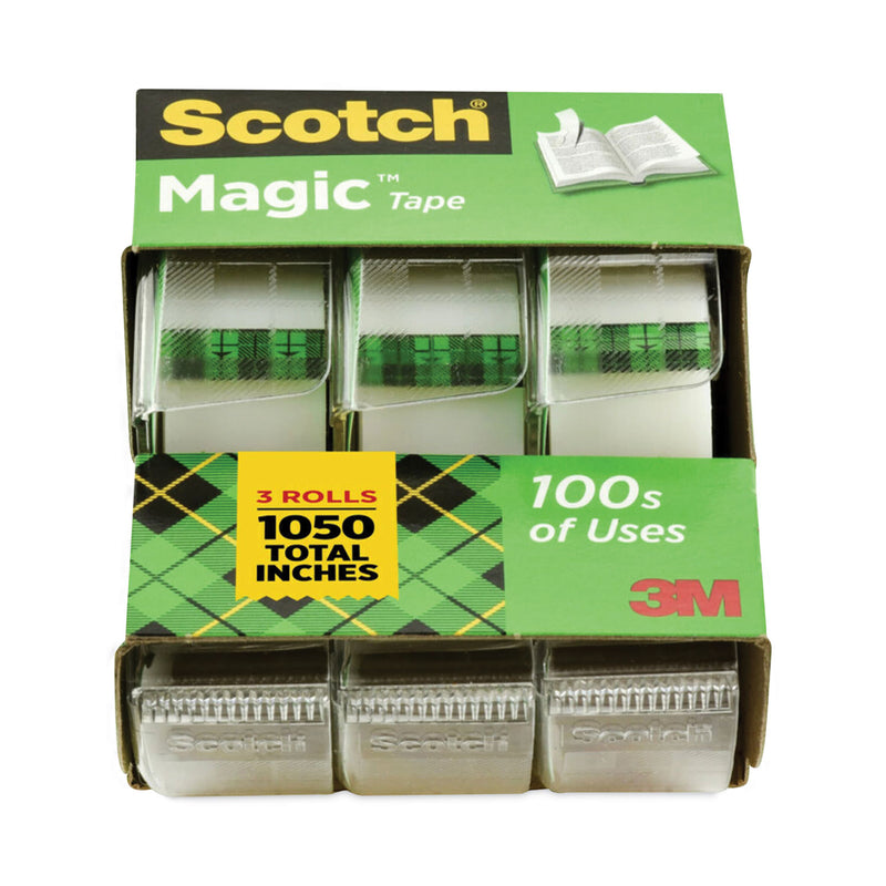 Scotch Magic Tape in Handheld Dispenser, 1" Core, 0.75" x 25 ft, Clear, 3/Pack